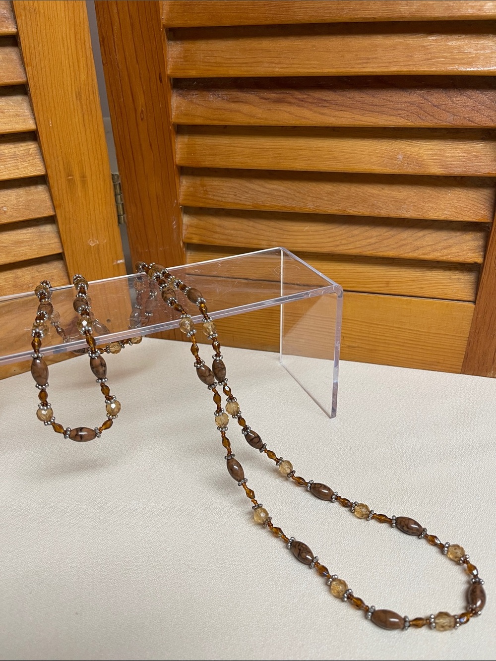 Earth-Toned Beaded Long Necklace